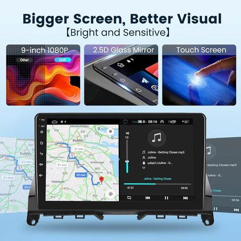 2+64 جيجا ستيريو سيارة أندرويد لمرسيدس بنز C كلاس W204 S204 2006-2011 مع Carplay اللاسلكي وAndroid Auto، شاشة لمس 9 بوصة راديو السيارة يدعم بلوتوث GPS WiFi HiFi USB SWC FM+HD كاميرا احتياطية in Saudi Arabia