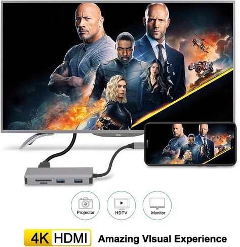 موزع USB C، محول متعدد المنافذ 9 في 1 USB 3.0، قاعدة جيجابت إيثرنت 100 وات PD 4K HDMI متوافقة مع أجهزة Macbook Pro/Air وChromebook وDell XPS وHP وأجهزة النوع C in Kuwait