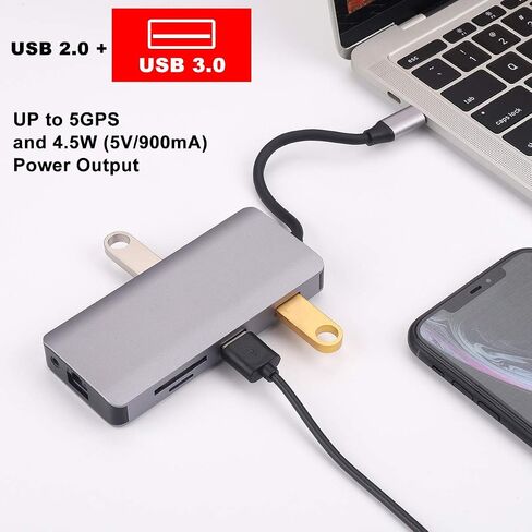 موزع USB C، محول متعدد المنافذ 9 في 1 USB 3.0، قاعدة جيجابت إيثرنت 100 وات PD 4K HDMI متوافقة مع أجهزة Macbook Pro/Air وChromebook وDell XPS وHP وأجهزة النوع C in Kuwait