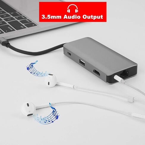 موزع USB C، محول متعدد المنافذ 9 في 1 USB 3.0، قاعدة جيجابت إيثرنت 100 وات PD 4K HDMI متوافقة مع أجهزة Macbook Pro/Air وChromebook وDell XPS وHP وأجهزة النوع C in Kuwait