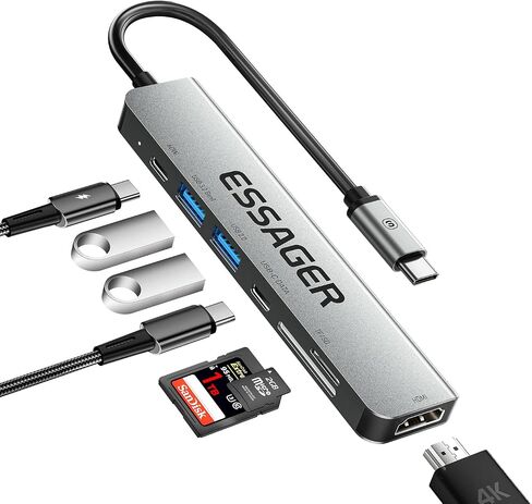 Essager USB C Hub with 4 USB 2.0 Port, Portable USBC Hub Multiport Adapter for iPad Pro MacBook Pro Acer Laptops with USB C Power Port (4 in 1 USB C) in Saudi Arabia