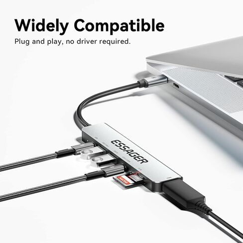 Essager USB C Hub with 4 USB 2.0 Port, Portable USBC Hub Multiport Adapter for iPad Pro MacBook Pro Acer Laptops with USB C Power Port (4 in 1 USB C) in Saudi Arabia