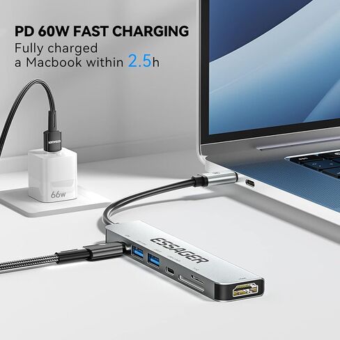 Essager USB C Hub with 4 USB 2.0 Port, Portable USBC Hub Multiport Adapter for iPad Pro MacBook Pro Acer Laptops with USB C Power Port (4 in 1 USB C) in Saudi Arabia