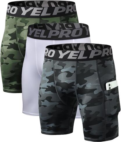 Queerier Mens Compression Shorts 3 Pack Spandex Running Shorts Sports Workout Base Layer Underwear Athletic Shorts in Kuwait