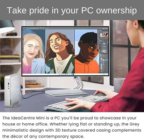 Lenovo IdeaCentre Newest Business Mini Desktop, 13th Gen Intel i5-13500H, 16GB RAM, 512GB PCIe M.2 SSD, RJ-45, HDMI, Wi-Fi 6, Bluetooth, Windows 11 Pro, Grey in Saudi Arabia