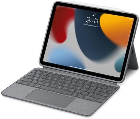 Logitech Combo Touch iPad Air (4th, 5th gen - 2020, 2022) Keyboard Case - Detachable Backlit Keyboard with Kickstand, Trackpad, Smart Connector - Grey; USA Layout in Saudi Arabia