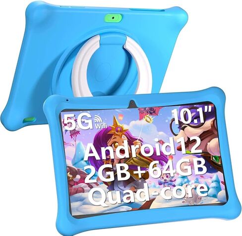 تابلت SGIN Android 13 للأطفال، تابلت 10 بوصة للأطفال مع حافظة للأطفال، 2+2 جيجا رام 64 جيجا بايت، شاشة 1280 * 800، 5000 مللي أمبير، كاميرا مزدوجة، تابلت KIDOZ المثبت مسبقًا للأطفال الصغار، التحكم الأبوي (أزرق) in Saudi Arabia