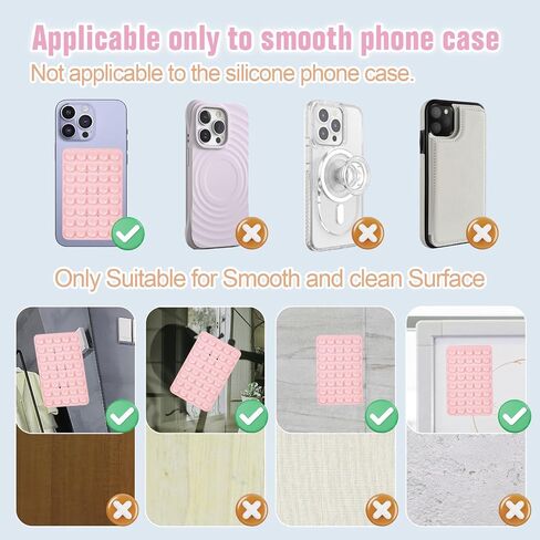 Silicone Double-Sided Suction Phone Case Detachable Mount for iPhone and Android Cellphones, Strong Adhesion Holder Hands Free for Selfies and Videos - Baby Pink in Saudi Arabia