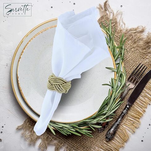 حلقات مناديل من الحبال المضفرة باللون الأحمر - مجموعة من 4 قطع in Kuwait