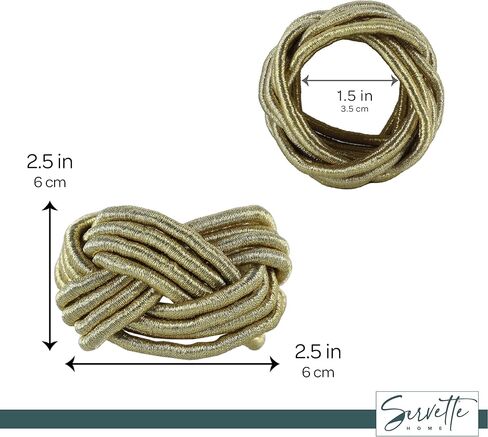 حلقات مناديل من الحبال المضفرة باللون الأحمر - مجموعة من 4 قطع in Kuwait