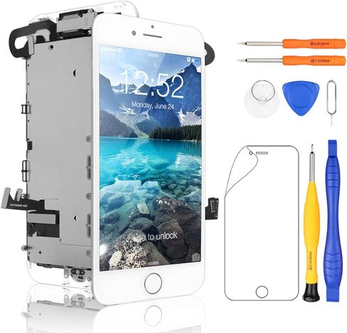 Yodoit for iPhone 7 Screen Replacement White with Home Button, Front Camera, Ear Speaker, Full Assembly LCD Display Digitizer and Repair Tool Kit, Protector (Model A1660, A1778, A1779) in Kuwait