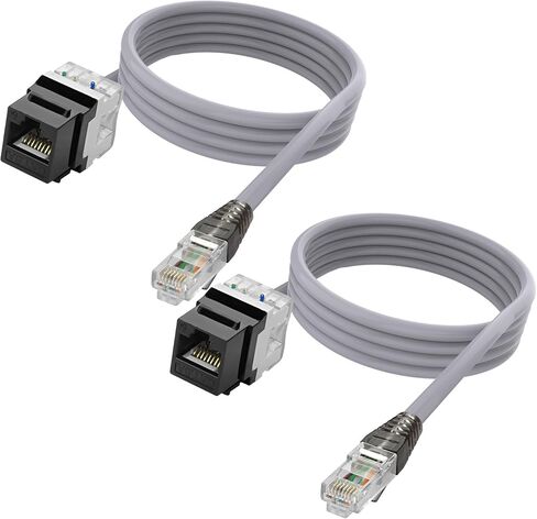 XMSJSIY CAT 6A Keystone Ethernet Extension Cable RJ45 8P8C Keystone Female to Male Connector Network Adapter LAN Cord Internet Wire for Router Modem PC- 1.5M/4.9FT 2PCS in Saudi Arabia