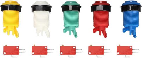 5 مجموعات من أزرار ألعاب الأركيد، أزرار مضيئة LED مقاس 28 مم مع مفاتيح صغيرة، 5 ألوان لأزرار ألعاب الأركيد، تصميم مريح لوحدات التحكم in Kuwait