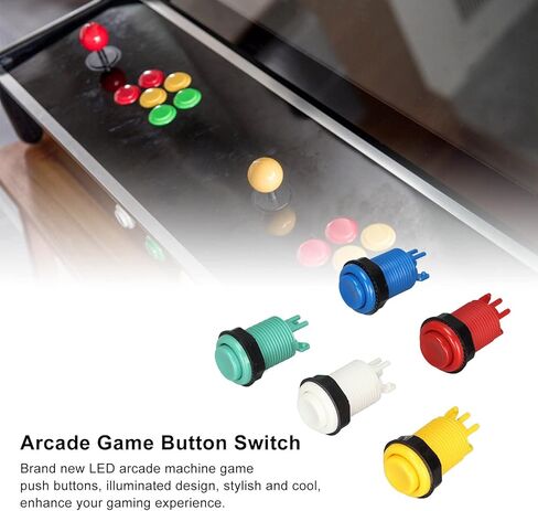 5 مجموعات من أزرار ألعاب الأركيد، أزرار مضيئة LED مقاس 28 مم مع مفاتيح صغيرة، 5 ألوان لأزرار ألعاب الأركيد، تصميم مريح لوحدات التحكم in Kuwait