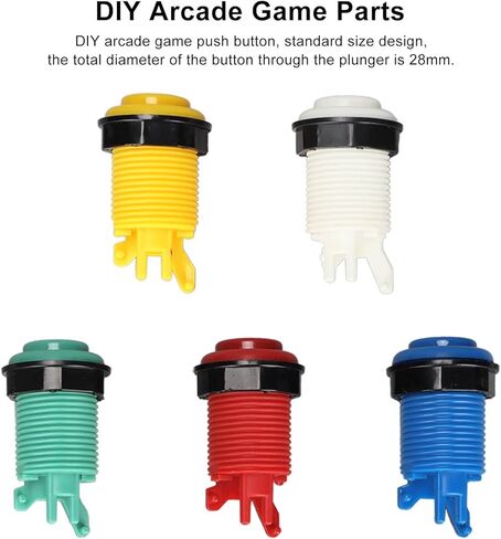 5 مجموعات من أزرار ألعاب الأركيد، أزرار مضيئة LED مقاس 28 مم مع مفاتيح صغيرة، 5 ألوان لأزرار ألعاب الأركيد، تصميم مريح لوحدات التحكم in Kuwait