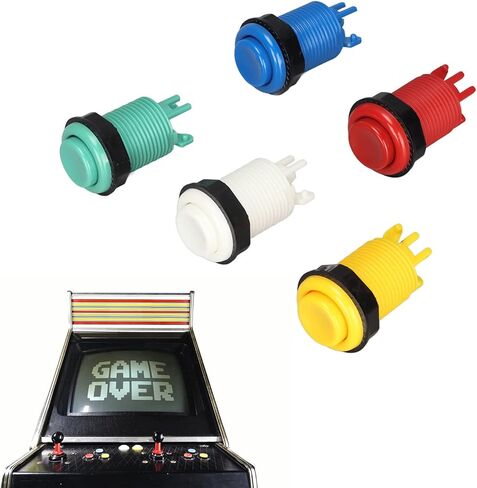5 مجموعات من أزرار ألعاب الأركيد، أزرار مضيئة LED مقاس 28 مم مع مفاتيح صغيرة، 5 ألوان لأزرار ألعاب الأركيد، تصميم مريح لوحدات التحكم in Kuwait