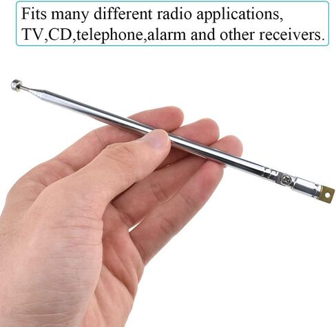 هوائي بديل تلسكوبي 6 أقسام 64 سم هوائي عالمي عمودي سهل التركيب واستقبال أفضل للتلفزيون المحمول والراديو AM FM بدون فضفاض ولا يوجد موقع محدود من الفولاذ المقاوم للصدأ قطعة واحدة in Kuwait