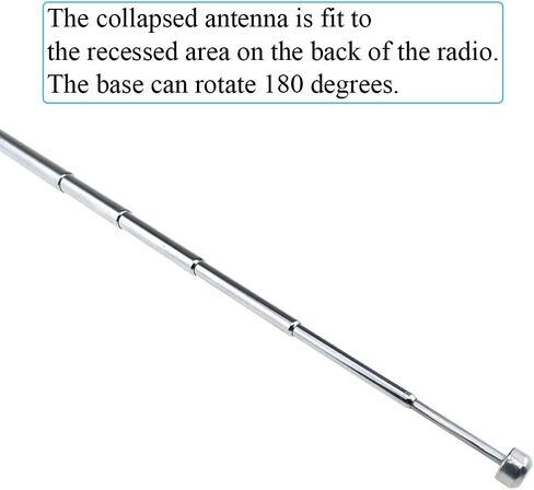 هوائي بديل تلسكوبي 6 أقسام 64 سم هوائي عالمي عمودي سهل التركيب واستقبال أفضل للتلفزيون المحمول والراديو AM FM بدون فضفاض ولا يوجد موقع محدود من الفولاذ المقاوم للصدأ قطعة واحدة in Kuwait