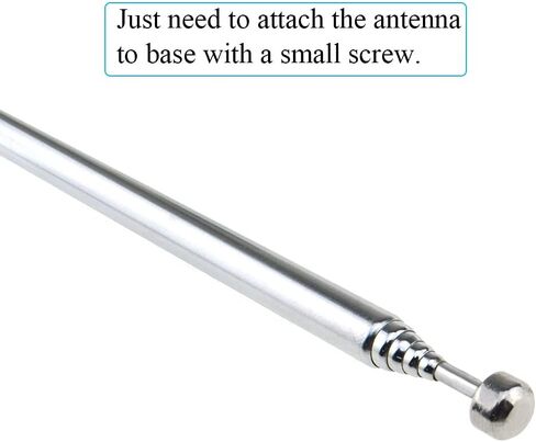 هوائي بديل تلسكوبي 6 أقسام 64 سم هوائي عالمي عمودي سهل التركيب واستقبال أفضل للتلفزيون المحمول والراديو AM FM بدون فضفاض ولا يوجد موقع محدود من الفولاذ المقاوم للصدأ قطعة واحدة in Kuwait