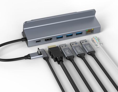 موزع USB C متعدد المنافذ من Tiergrade، موزع USB C 6 في 1 مع HDMI 4K 60 هرتز، 3 USB A 3.0، النوع C، Micro USB، صوت، إيثرنت لجهاز MacBook Pro Chromebook Pixel والمزيد in Kuwait