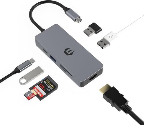 موزع USB C من Tiergrade، محول USB C 7 في 1 مع 4K HDMI و100W PD، 3*USB3.0، فتحة بطاقة SD/TF، ​​محور متعدد المنافذ للكمبيوتر المحمول USB-C والمزيد in Kuwait