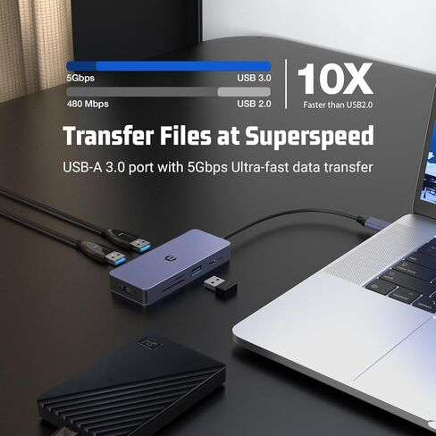 موزع USB C من Tiergrade، محول USB C 7 في 1 مع 4K HDMI و100W PD، 3*USB3.0، فتحة بطاقة SD/TF، ​​محور متعدد المنافذ للكمبيوتر المحمول USB-C والمزيد in Kuwait