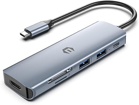 موزع USB C، محول متعدد المنافذ 6 في 1، 4K HDMI، 100 وات PD، 3 × USB 3.0، قارئ بطاقة SD/TF لأجهزة الكمبيوتر المحمولة والهواتف الذكية، متوافق مع أجهزة الكمبيوتر المحمولة USB C Dell/HP/Surface وأجهزة أخرى من النوع C in Kuwait