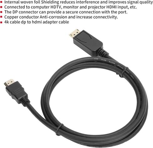 eboxer-1 to Cable, 4K 1080P HD Display Port () to Cable Adapter, for Projector Computer Monitor, etc(1.5m) in Saudi Arabia