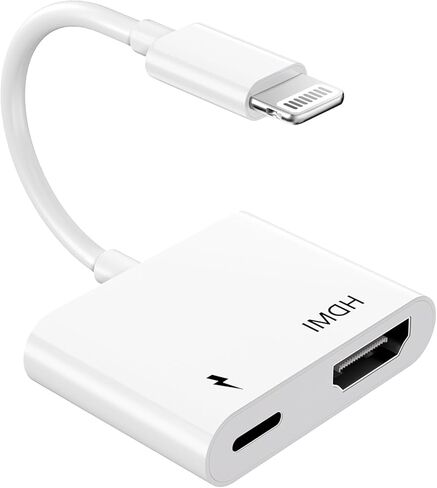 محول Lightning إلى HDMI لأجهزة iPhone إلى TV، [معتمد من Apple MFi] كابل موصل شاشة AV رقمي 1080P مزامنة 4K متوافق مع iPhone 14 13 12 11 XS XR X 8 iPad إلى شاشة عرض HDTV in Kuwait