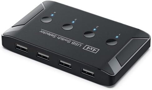 Xiwai KVM USB 2.0 محدد التبديل 4 منافذ أجهزة الكمبيوتر مشاركة 4 أجهزة للطابعة الماسح الضوئي لوحة المفاتيح والماوس in Saudi Arabia