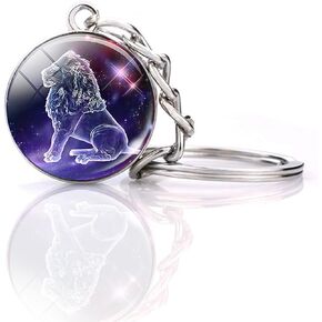Zodiac 12 Constellations Charm Luminous Crystal Ball Pendant Key chain