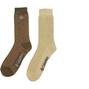 Columbia Men's Pattern Pack Medium Weight Thermal Socks 2 Pair, Khaki/Brown, One Size in Saudi Arabia