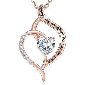 Lucphiler & Co. Christmas Gift, ‘Always My Mother/Daughter/Sister/Aunt/Niece Forever My Friend’ ‘Soul Sister’ ‘Bonus Mom’ Heart Pendant Necklace, Birthday Valentines Jewelry Present for Women Girls