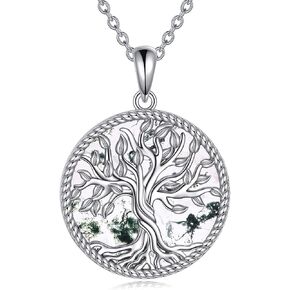 TIGER RIDER Tree of Life Necklace Sterling Silver Family Tree Pendant Jewelry for Mother Grandmother in Kuwait