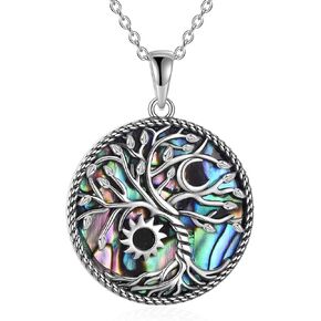 TIGER RIDER Tree of Life Necklace Sterling Silver Family Tree Pendant Jewelry for Mother Grandmother