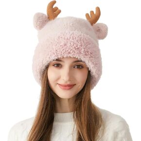 HUAMULAN النساء الشتاء شيربا قبعات صغيرة متماسكة الأذن اللوحات بيرو غطاء آذان صوف مبطن رقيق تزلج الثلوج قبعة Pompom in Kuwait