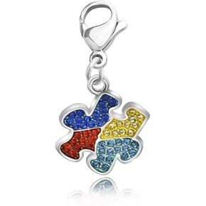 CHOORO Autism Puzzle Piece Necklace with Hope Ribbon Charm Asperger Awareness Jewelry Gift for Autism Mom/Autism Teacher/Autistic Girl