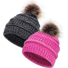 Ibeauti 2 حزمة الشتاء قبعة صغيرة متماسكة سميكة غامض الكفة قبعة جمجمة قبعة دافئة للنساء الرجال in Kuwait