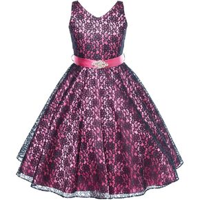 DressForLess Lovely Lace V-Neck Flower Girl Dress (4-16) in Kuwait