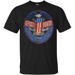 Harley-Davidson Men's Rebel #1 RWB Short Sleeve Crew-Neck T-Shirt - Black