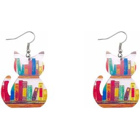 Book Earrings for Women Cat Book Earrings Dog Book Earrings Bookcase Earrings Textbook Earrings Teacher Earrings Book Lovers Earrings for Women Girls