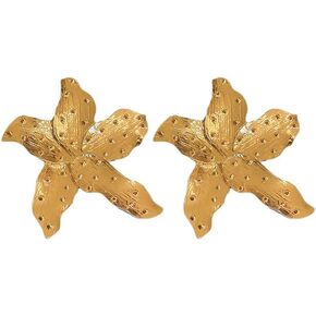 Gold Flower Earring Gold Statement Earrings for Women Bohemian Pendant Earrings Large Geometric Flower Fluttering Earrings Exaggerated Metal Fan-Shaped Jewelry Suitable for Women Teen Girls