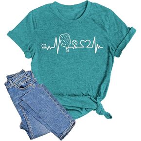 Pickleball Shirts Women Pickleball Heartbeat Graphic T-Shirt for Pickleball Lover Gift Shirt Paddleball Tee