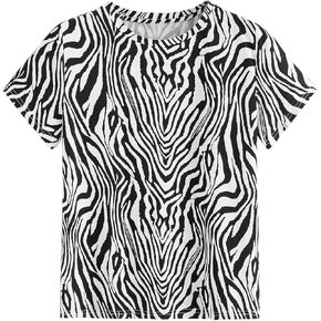 Milumia Women's Casual Zebra Print Short Sleeve T Shirt Tee Tops