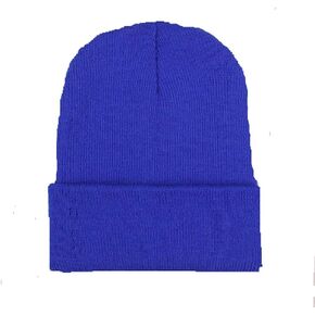 Warm Winter Hat Knit Plain Skull Beanie Toboggan Knit Hat for Men and Women (Blue)