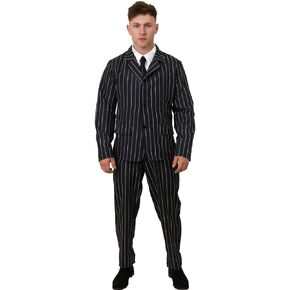 I LOVE FANCY DRESS LTD Adults Gangster Costume – Black/White Pinstripe Suit & Tie – 1920's Film & TV