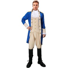 Adult Men Colonial Costume Republican Washington Cosplay Outfits 4 Piece Halloween Historical President Uniforms