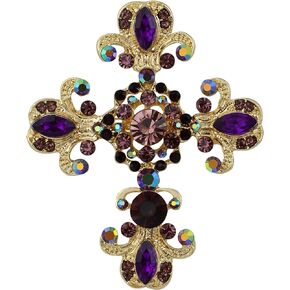 Alilang Cross Brooch Pin Antique Inspired Gorgeous Rhinestone Pendant