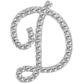 Silver Initial Letter Brooch Pin Rhinestone 26 Letter Lapel Pin Crystal A-Z Initial Aphabet Badges for Women Men Suit Coat Decors Charm Initial Breastpin Gift for Best Friends Mom Sisters in Kuwait