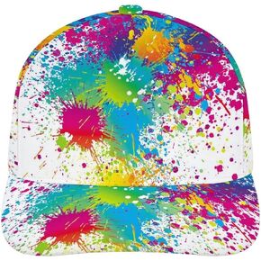 Funny Paint Drop Splatter Colorful Pattern Baseball Cap Unisex Adjustable Dad Hat for Men Women Creative Trucker Hats for Outdoor Sports Summer Hiking